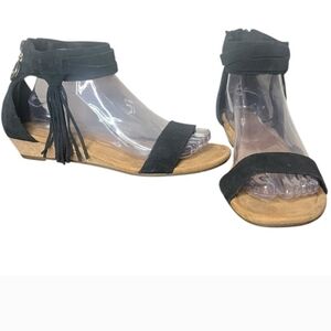 Koolaburra Black Suede Ankle Strap Sandals